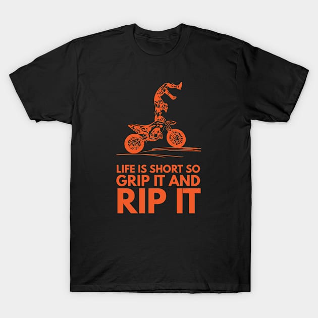 Grip It And Rip It - Dirt Bike Racer T-Shirt by Abeer Ahmad